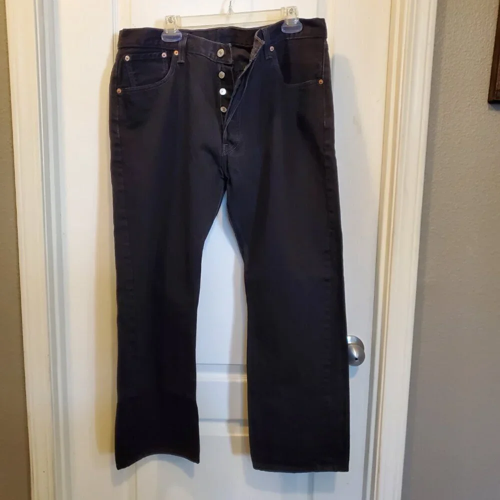 Vintage Levi’s 501 Button Fly Straight Leg Jeans - Black 38x30
